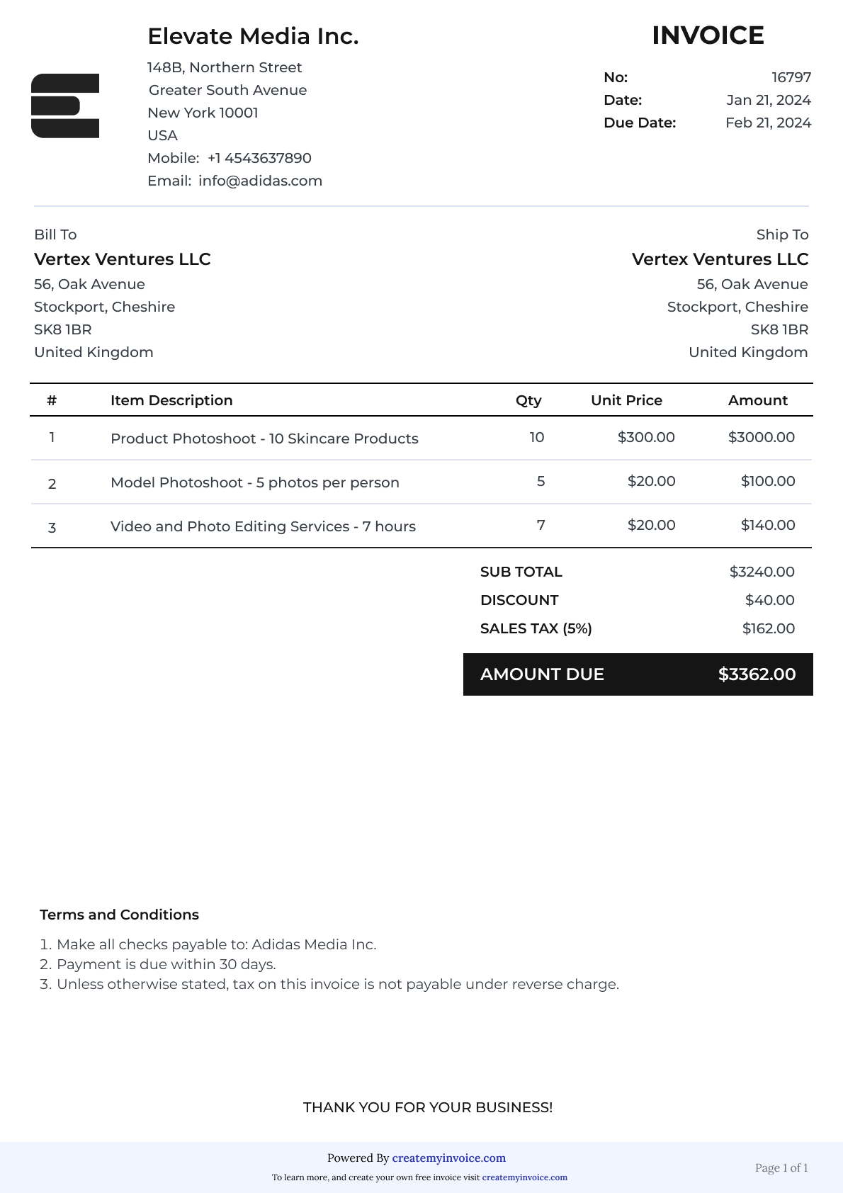 Customizable service invoice template | Free download