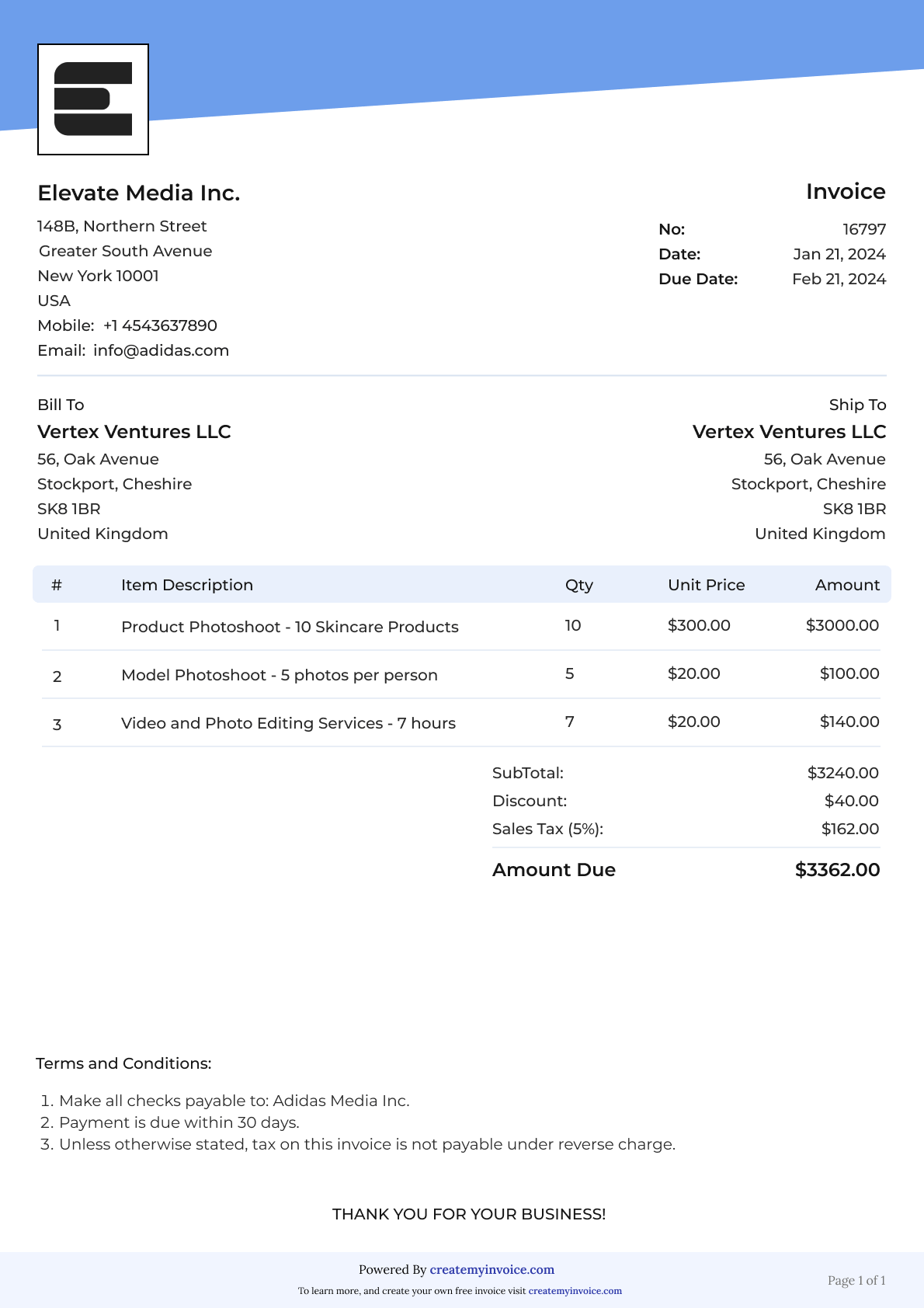 Free invoice template for today's businesses | Download as PDF