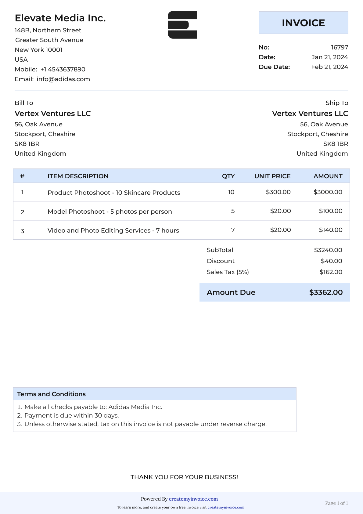 Free invoice generator template ideal for freelancers